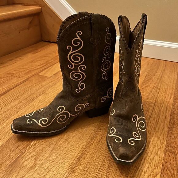 NEW ARIAT 4LR Technology Cowgirl Western Embroidered Brown Boots Size 6 - Picture 2 of 11